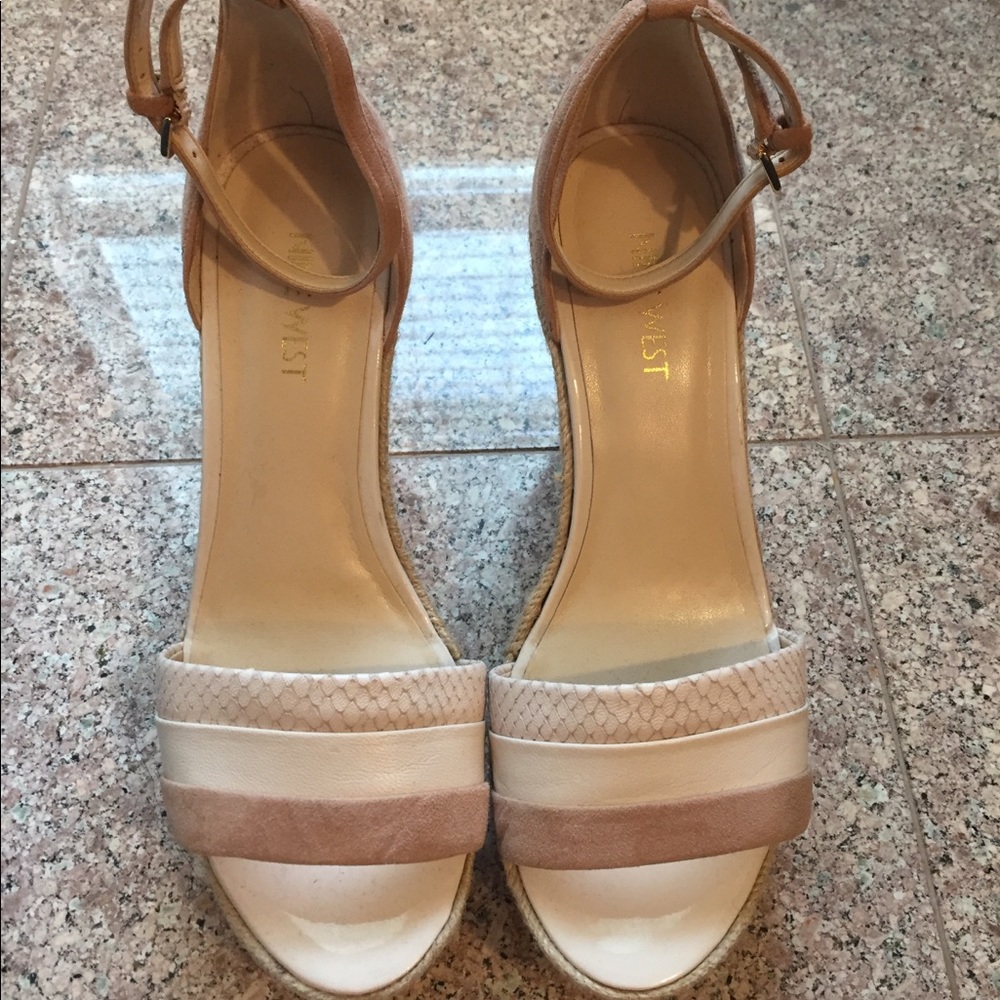 Nine West Platform Canvas Wedge Sandals 7M